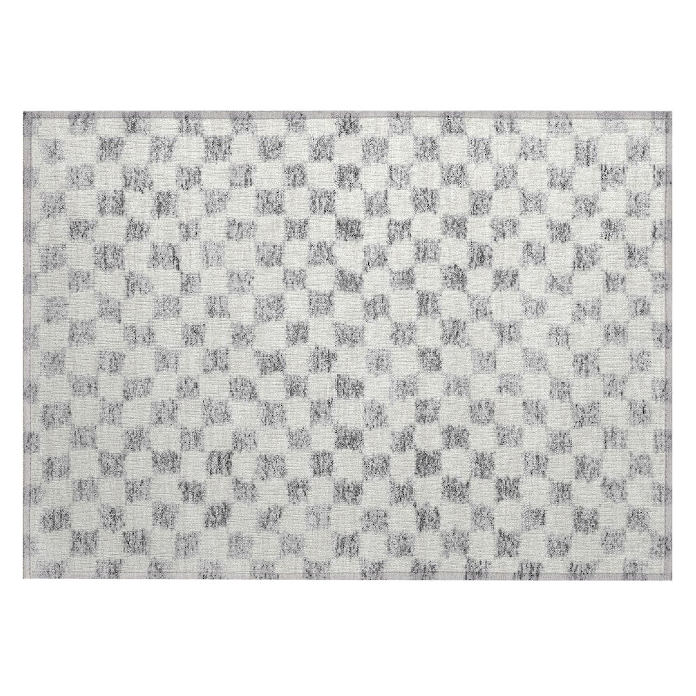 Machine Washable Indoor/Outdoor Chantille Gray 1'8" x 2'6" Rug. Picture 1