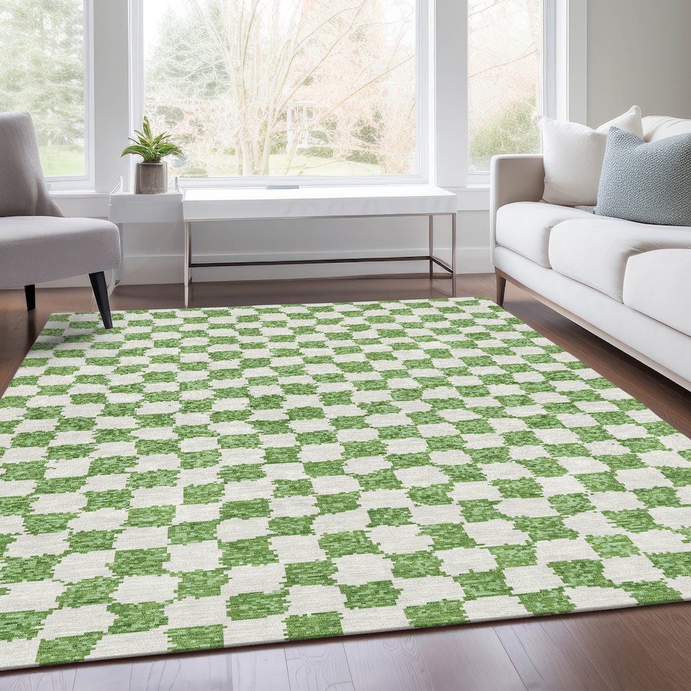 Machine Washable Indoor/Outdoor Chantille Green 2'6" x 3'10" Rug. Picture 6