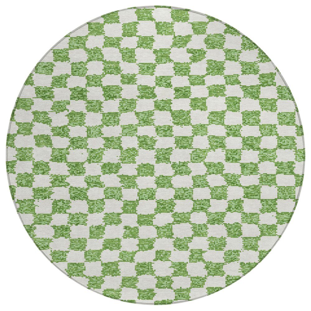 Machine Washable Indoor/Outdoor Chantille Green 8' x 8' Round Rug. Picture 1