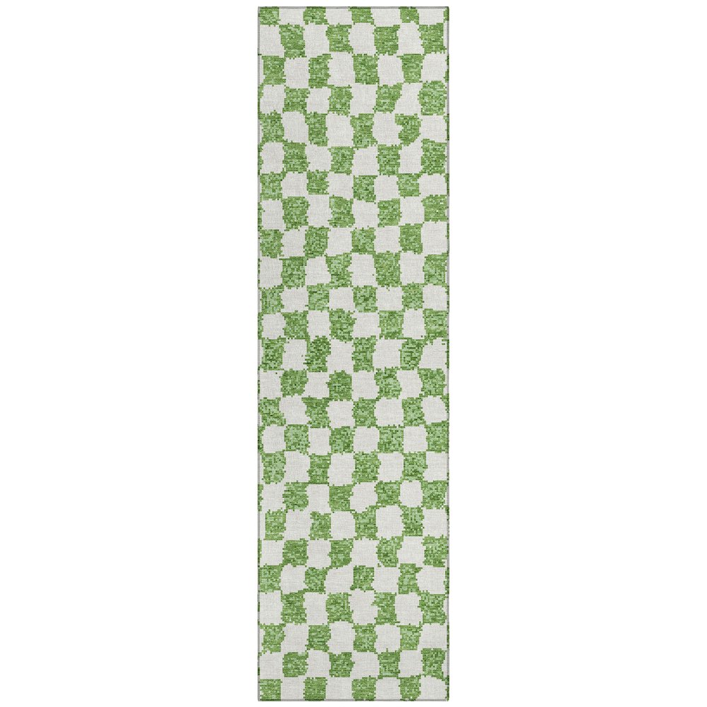 Machine Washable Indoor/Outdoor Chantille Green 2'3" x 7'6" Runner Rug. Picture 1