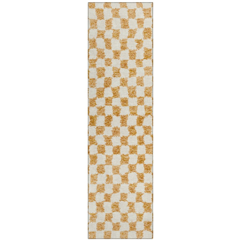 Machine Washable Indoor/Outdoor Chantille Orange 2'3" x 7'6" Runner Rug. Picture 1