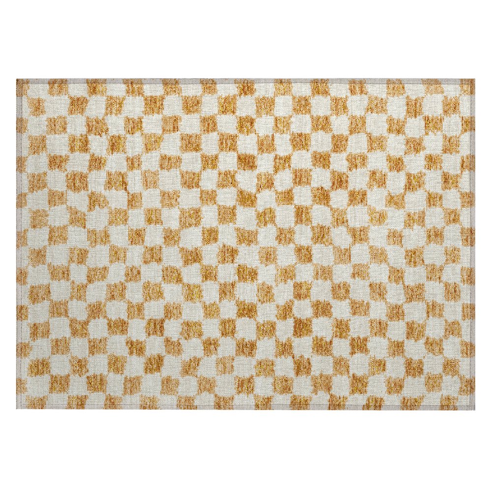 Machine Washable Indoor/Outdoor Chantille Orange 1'8" x 2'6" Rug. Picture 1