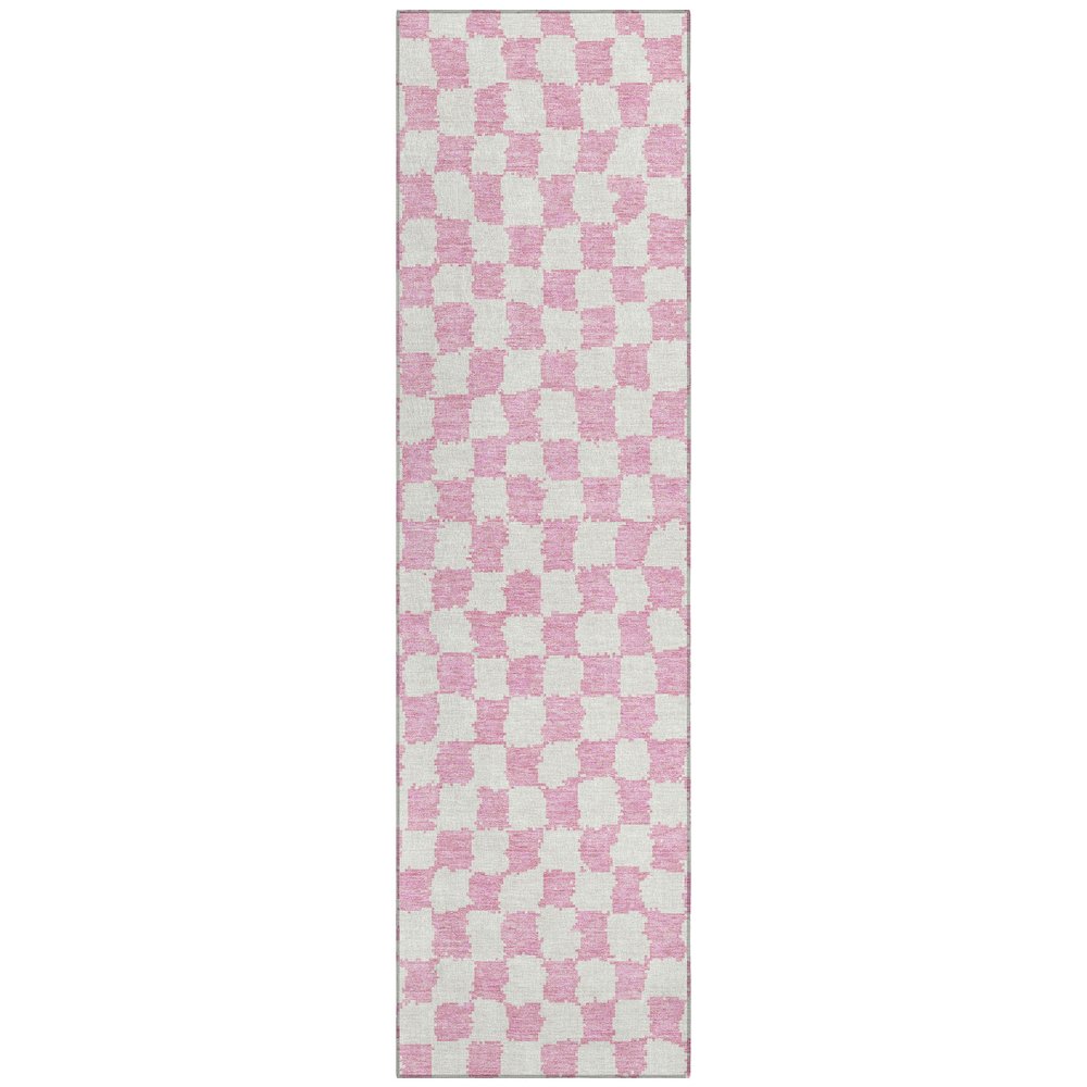 Machine Washable Indoor/Outdoor Chantille Pink 2'3" x 7'6" Runner Rug. Picture 1
