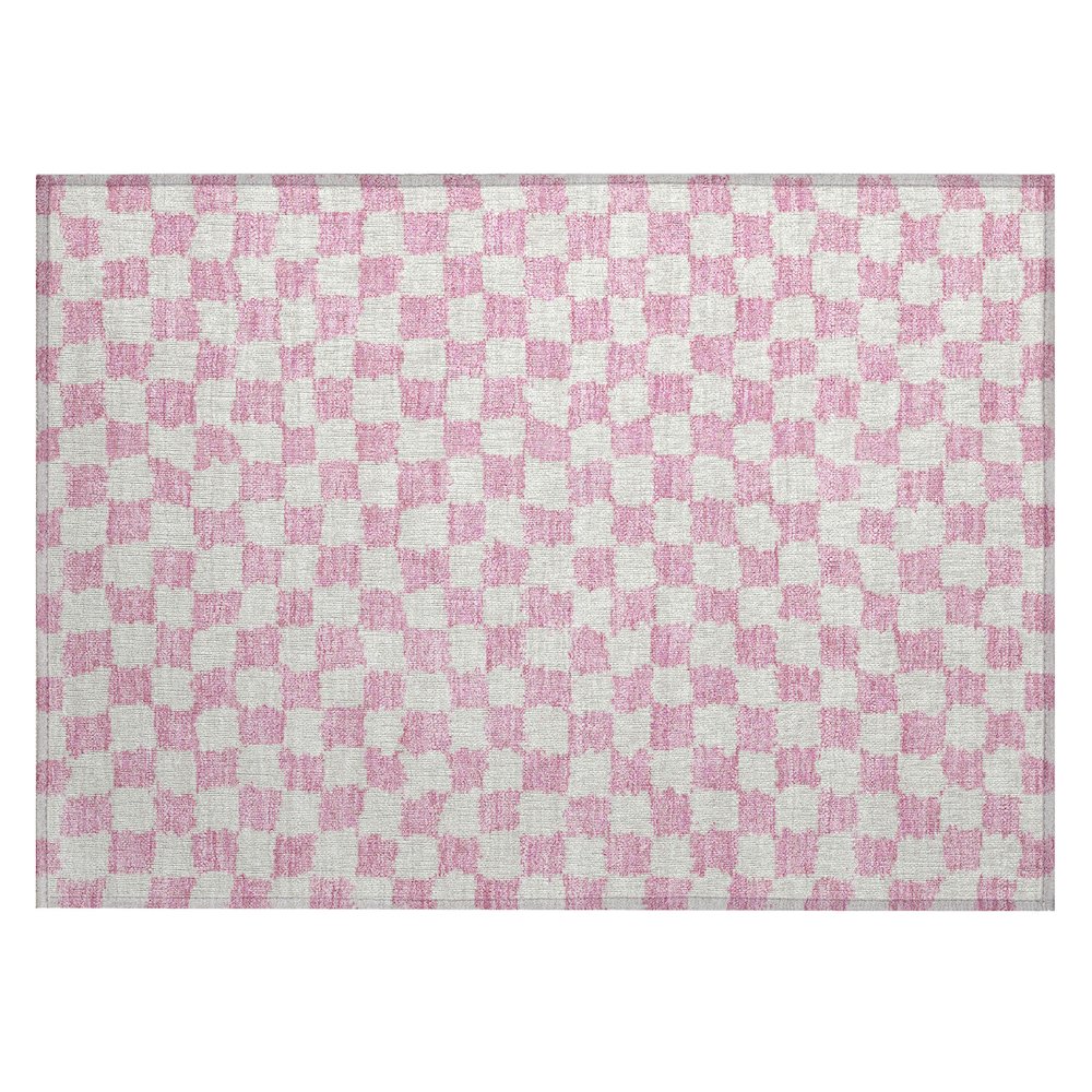 Machine Washable Indoor/Outdoor Chantille Pink 1'8" x 2'6" Rug. Picture 1