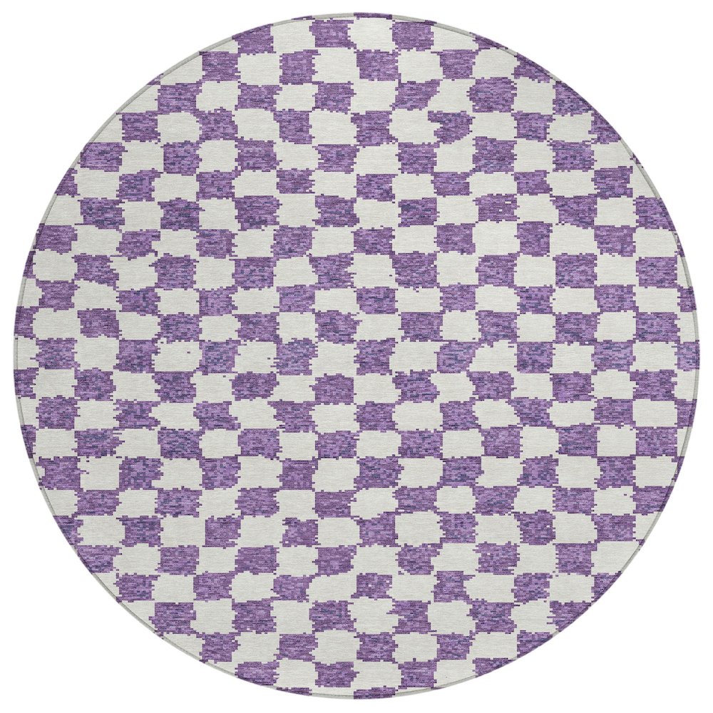 Machine Washable Indoor/Outdoor Chantille Purple 8' x 8' Round Rug. Picture 1