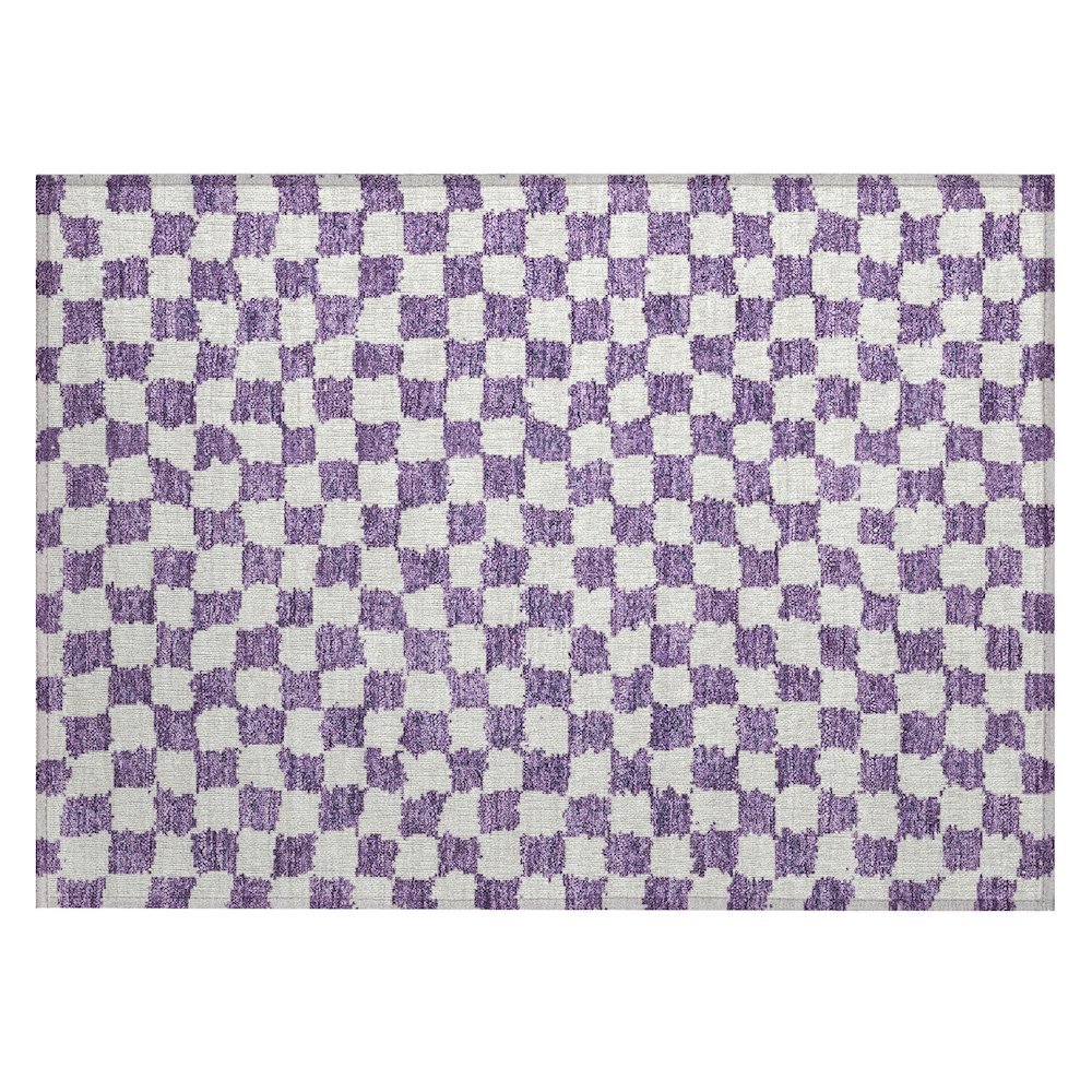 Machine Washable Indoor/Outdoor Chantille Purple 1'8" x 2'6" Rug. Picture 1