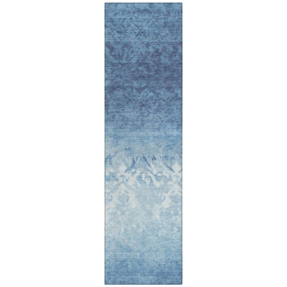 Machine Washable Indoor/Outdoor Chantille Denim 2'3" x 7'6" Runner Rug. Picture 1