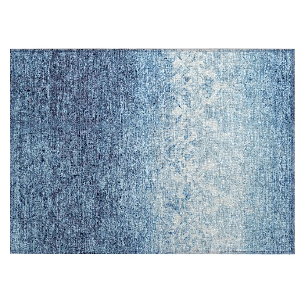 Machine Washable Indoor/Outdoor Chantille Denim 1'8" x 2'6" Rug. Picture 1
