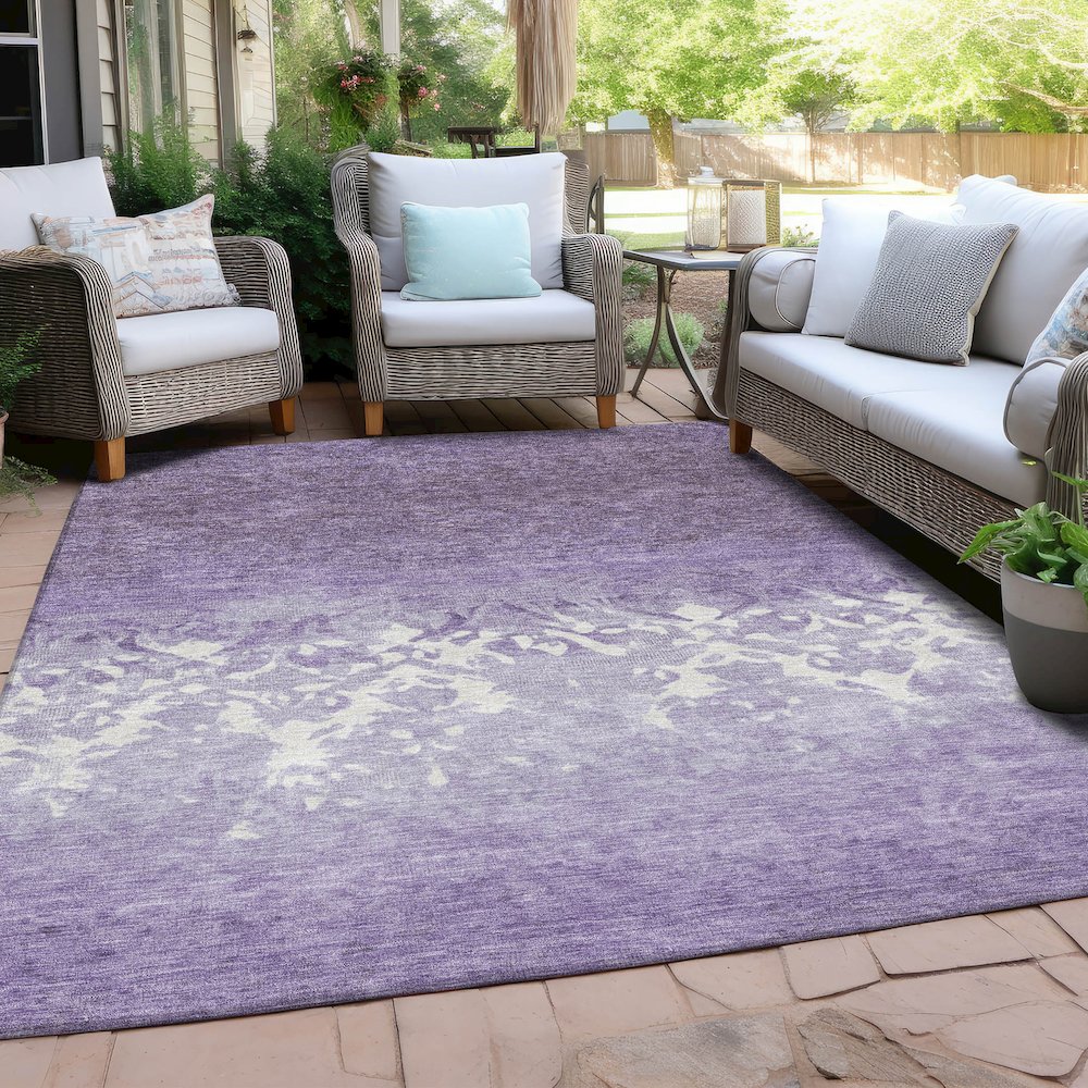 Machine Washable Indoor/Outdoor Chantille Purple 2'6" x 3'10" Rug. Picture 7