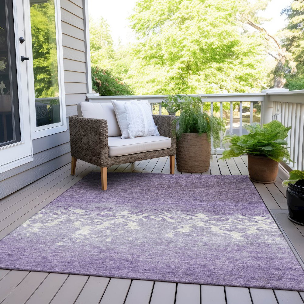 Machine Washable Indoor/Outdoor Chantille Purple 2'6" x 3'10" Rug. Picture 8