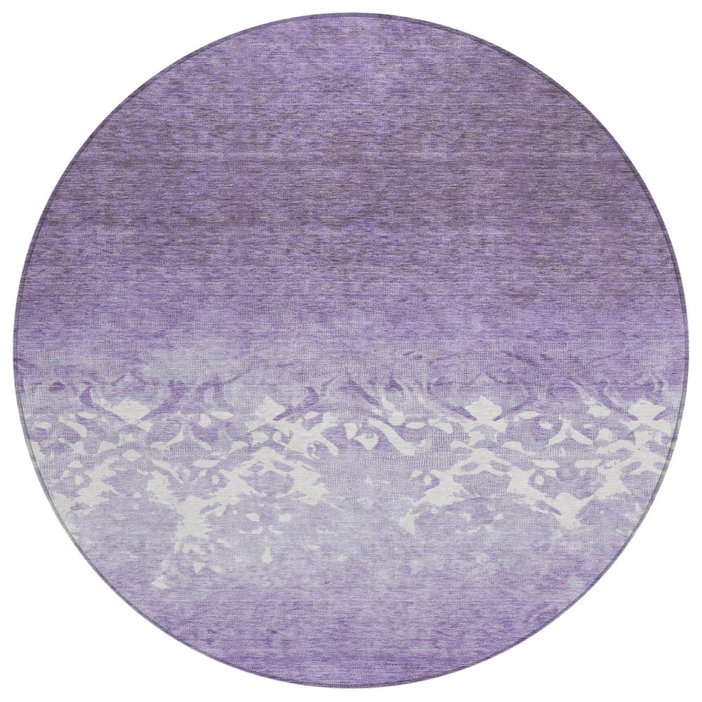 Machine Washable Indoor/Outdoor Chantille Purple 8' x 8' Round Rug. Picture 1