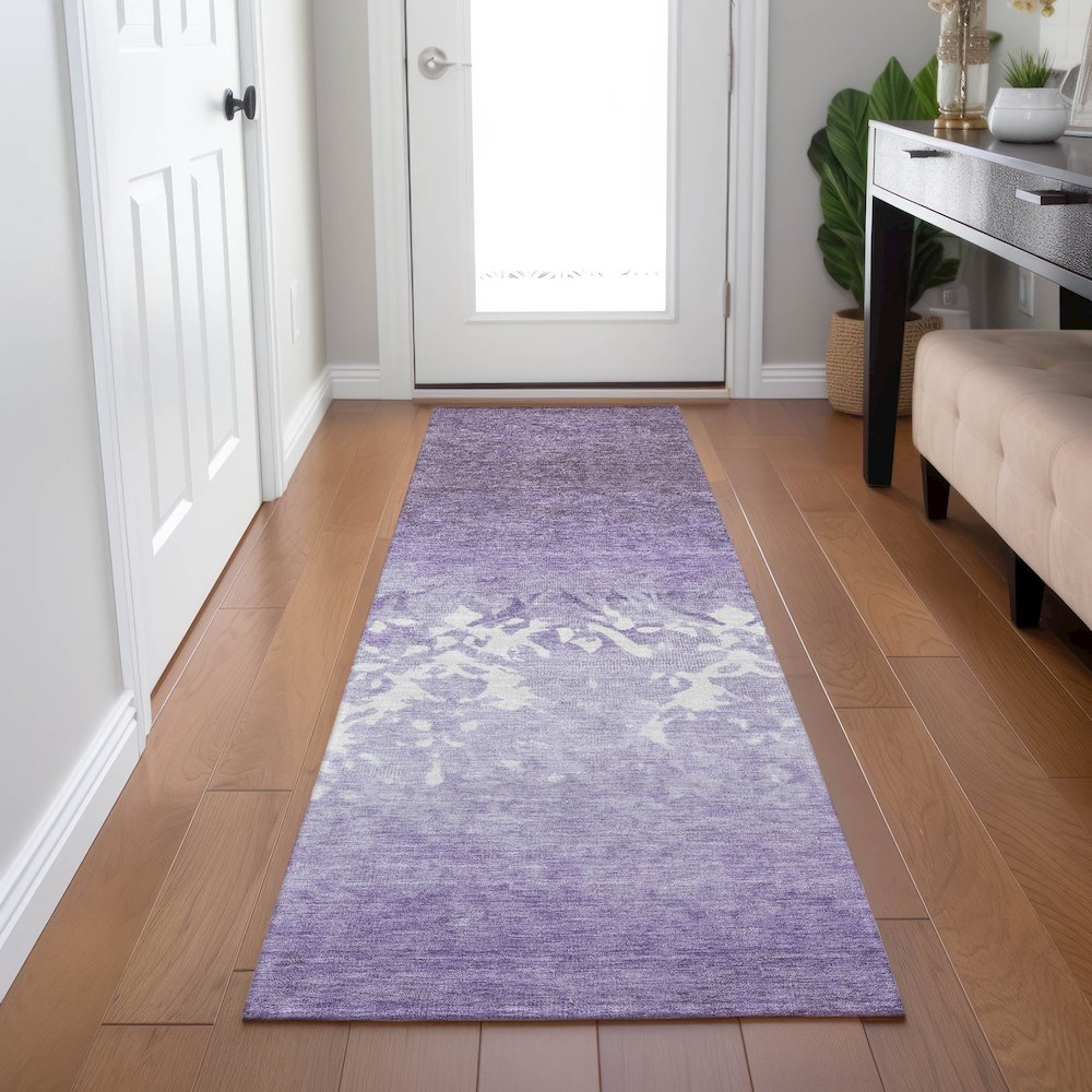 Machine Washable Indoor/Outdoor Chantille Purple 2'3" x 7'6" Runner Rug. Picture 5