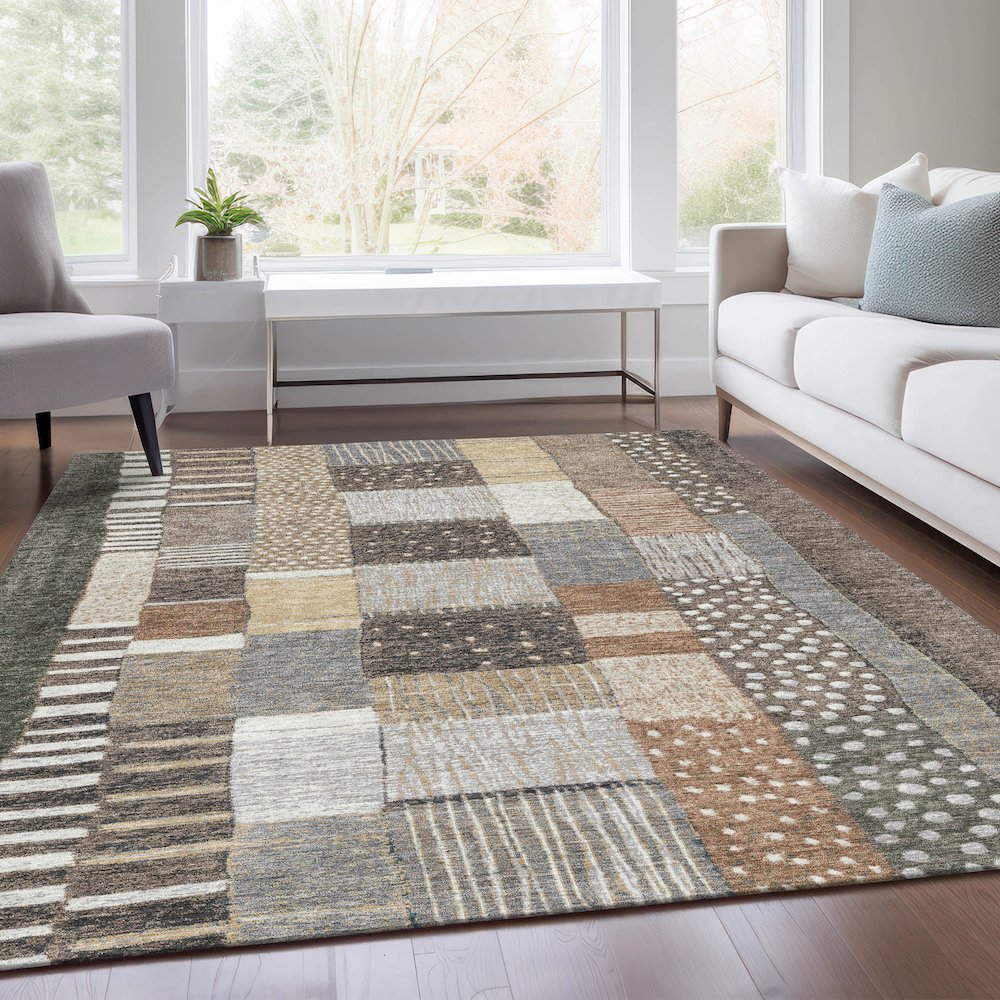 Machine Washable Indoor/Outdoor Chantille Brown 2'6" x 3'10" Rug. Picture 6
