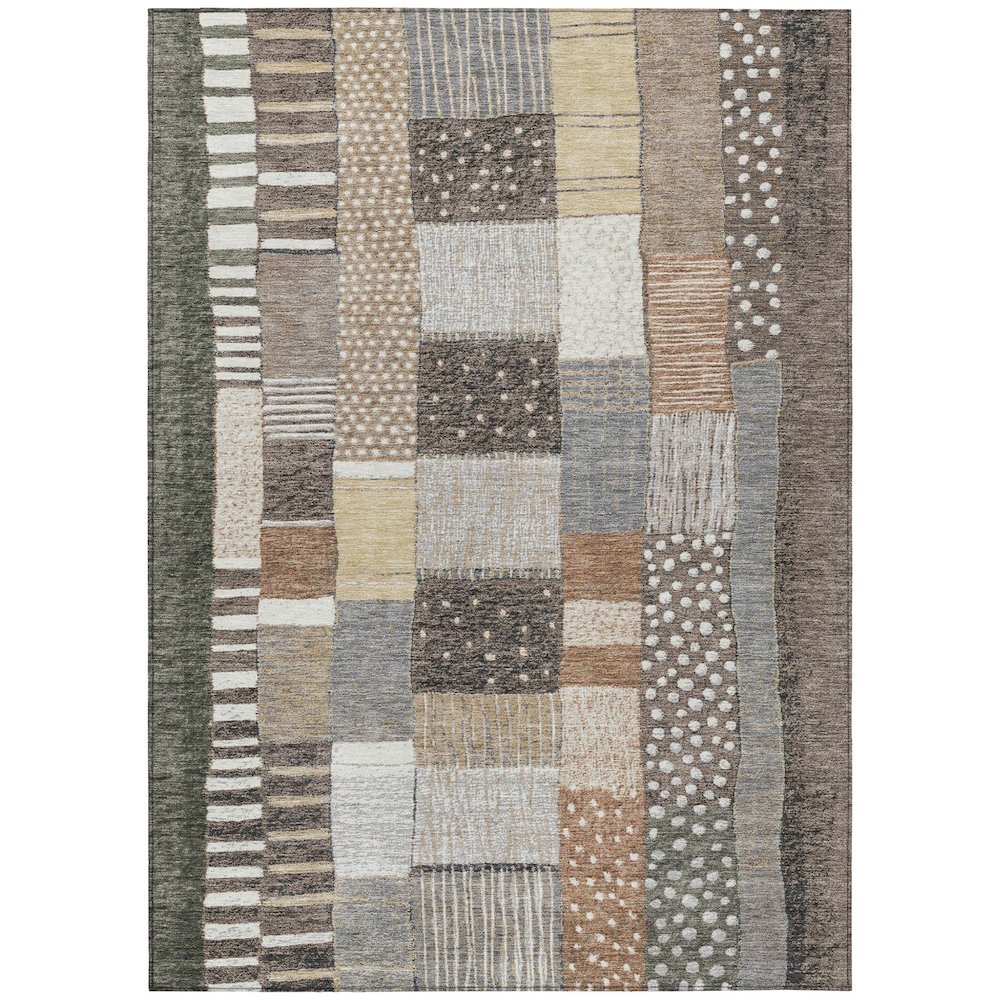 Machine Washable Indoor/Outdoor Chantille Brown 2'6" x 3'10" Rug. Picture 1