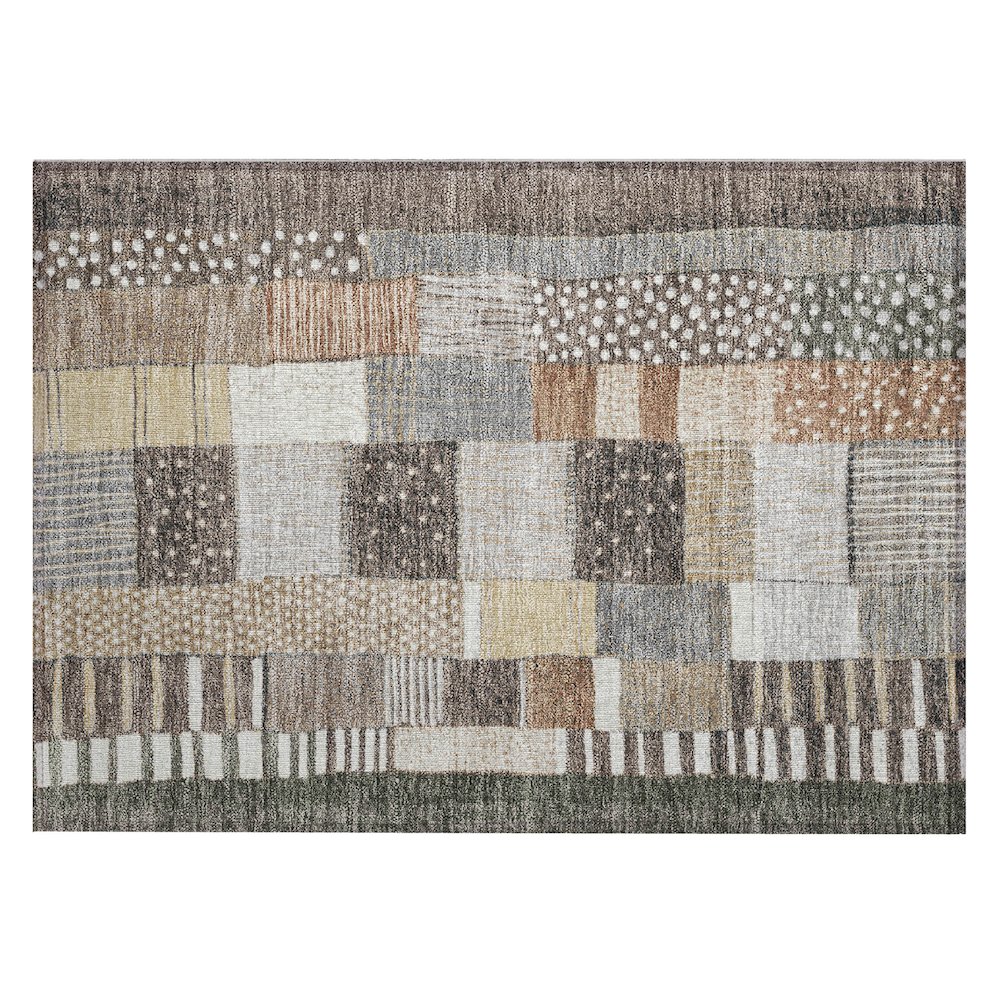 Machine Washable Indoor/Outdoor Chantille Brown 1'8" x 2'6" Rug. Picture 1