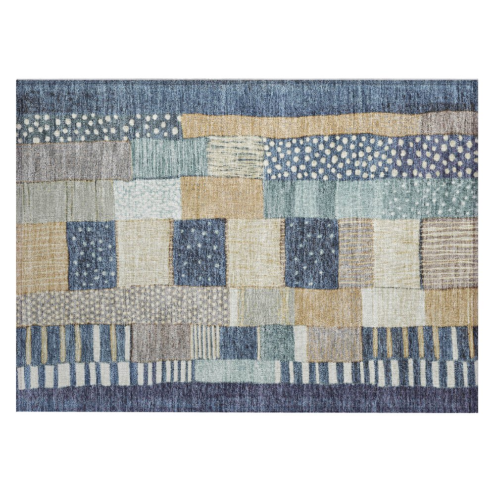 Machine Washable Indoor/Outdoor Chantille Navy 1'8" x 2'6" Rug. Picture 1