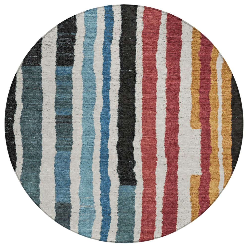 Machine Washable Indoor/Outdoor Chantille Black 8' x 8' Round Rug. Picture 1