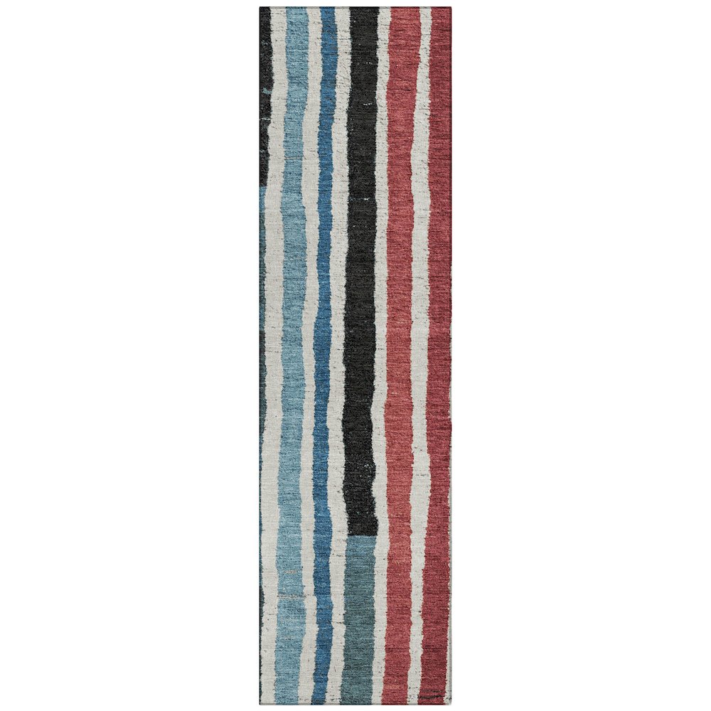 Machine Washable Indoor/Outdoor Chantille Black 2'3" x 7'6" Runner Rug. Picture 1