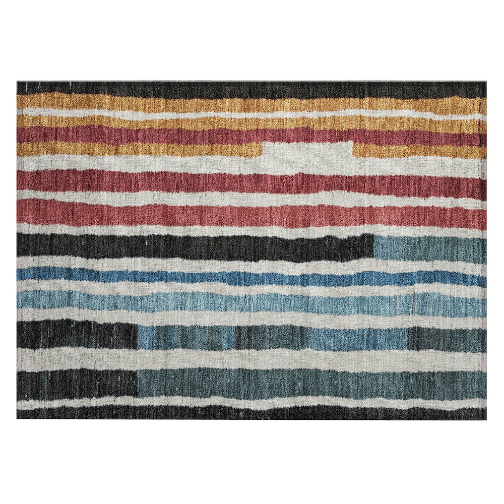 Machine Washable Indoor/Outdoor Chantille Black 1'8" x 2'6" Rug. Picture 1
