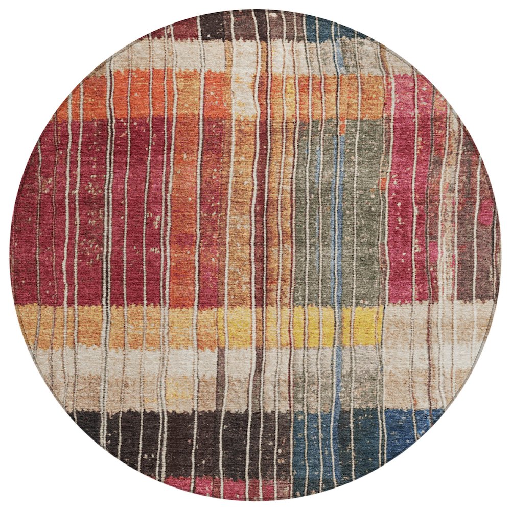 Machine Washable Indoor/Outdoor Chantille Beige 8' x 8' Round Rug. Picture 1