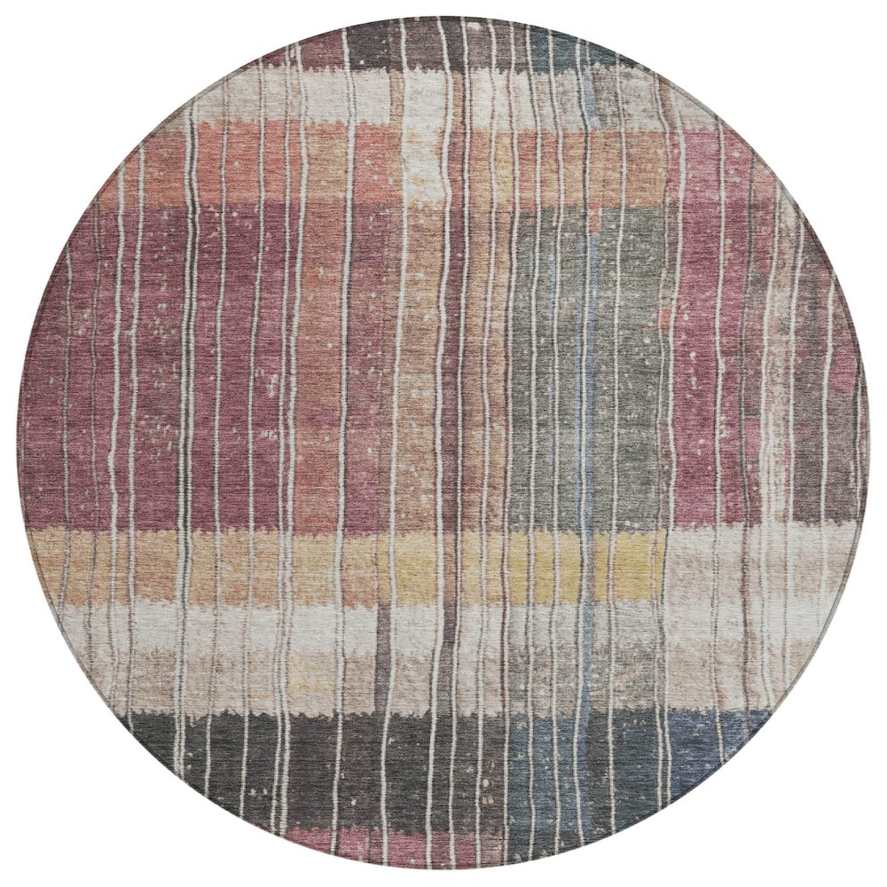 Machine Washable Indoor/Outdoor Chantille Mauve 8' x 8' Round Rug. Picture 1