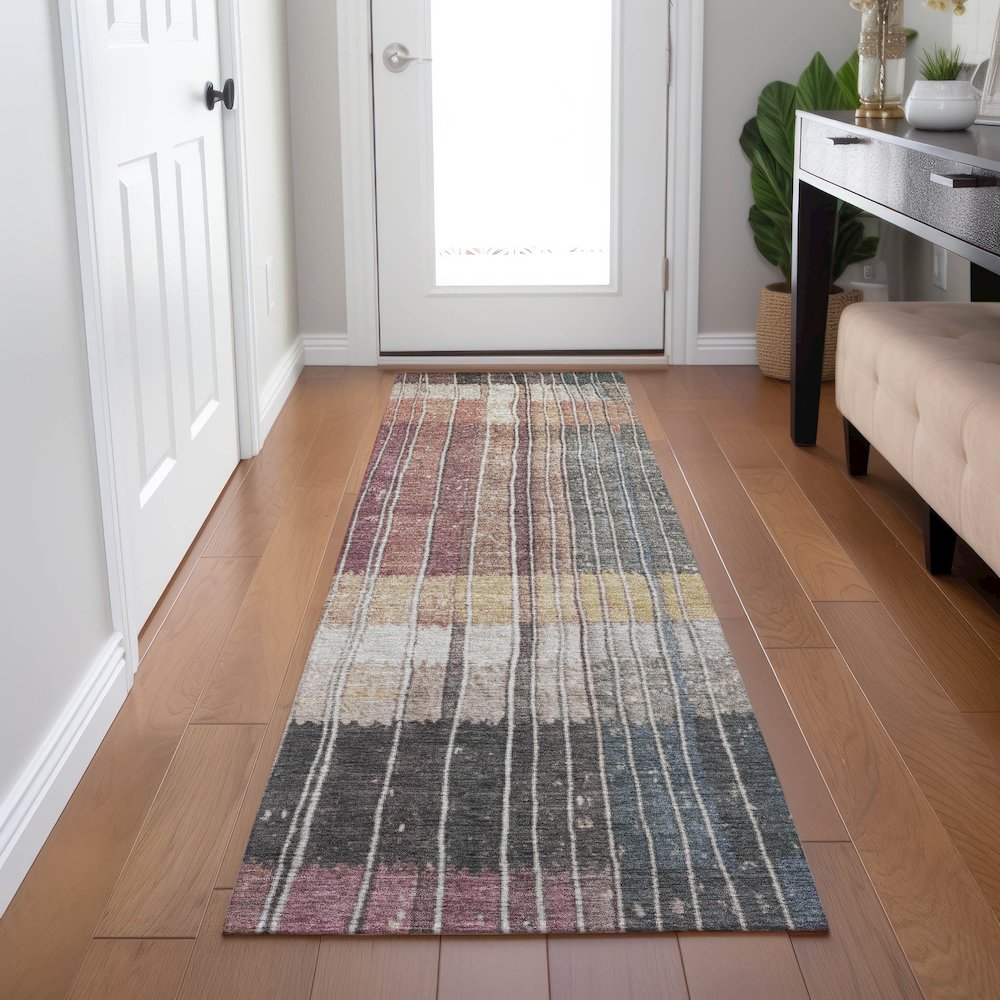 Machine Washable Indoor/Outdoor Chantille Mauve 2'3" x 7'6" Runner Rug. Picture 5