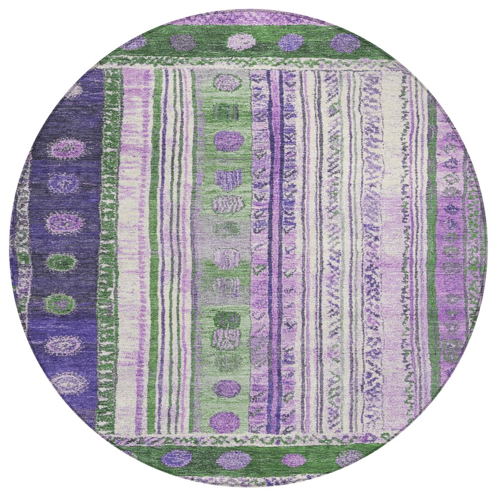 Machine Washable Indoor/Outdoor Chantille Green 8' x 8' Round Rug. Picture 1