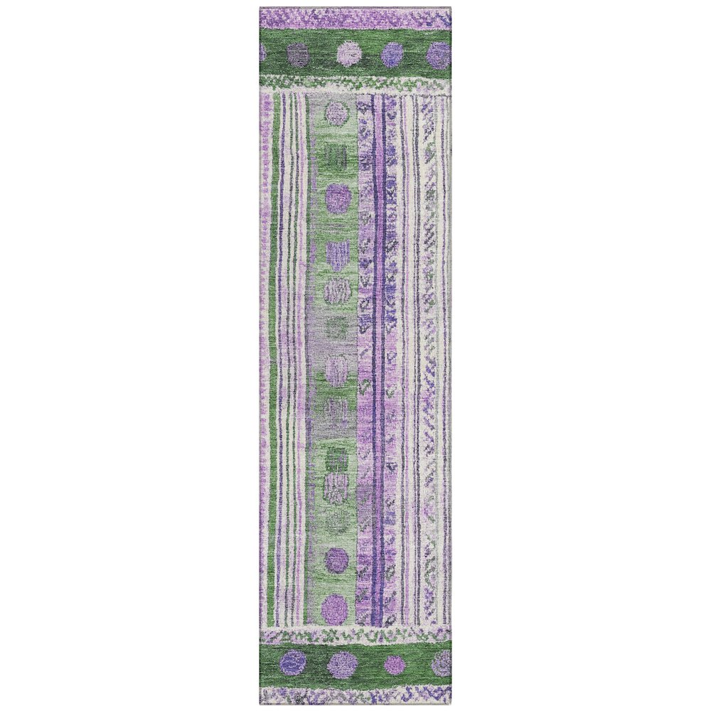 Machine Washable Indoor/Outdoor Chantille Green 2'3" x 7'6" Runner Rug. Picture 1