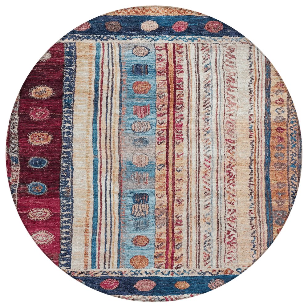 Machine Washable Indoor/Outdoor Chantille Navy 8' x 8' Round Rug. Picture 1
