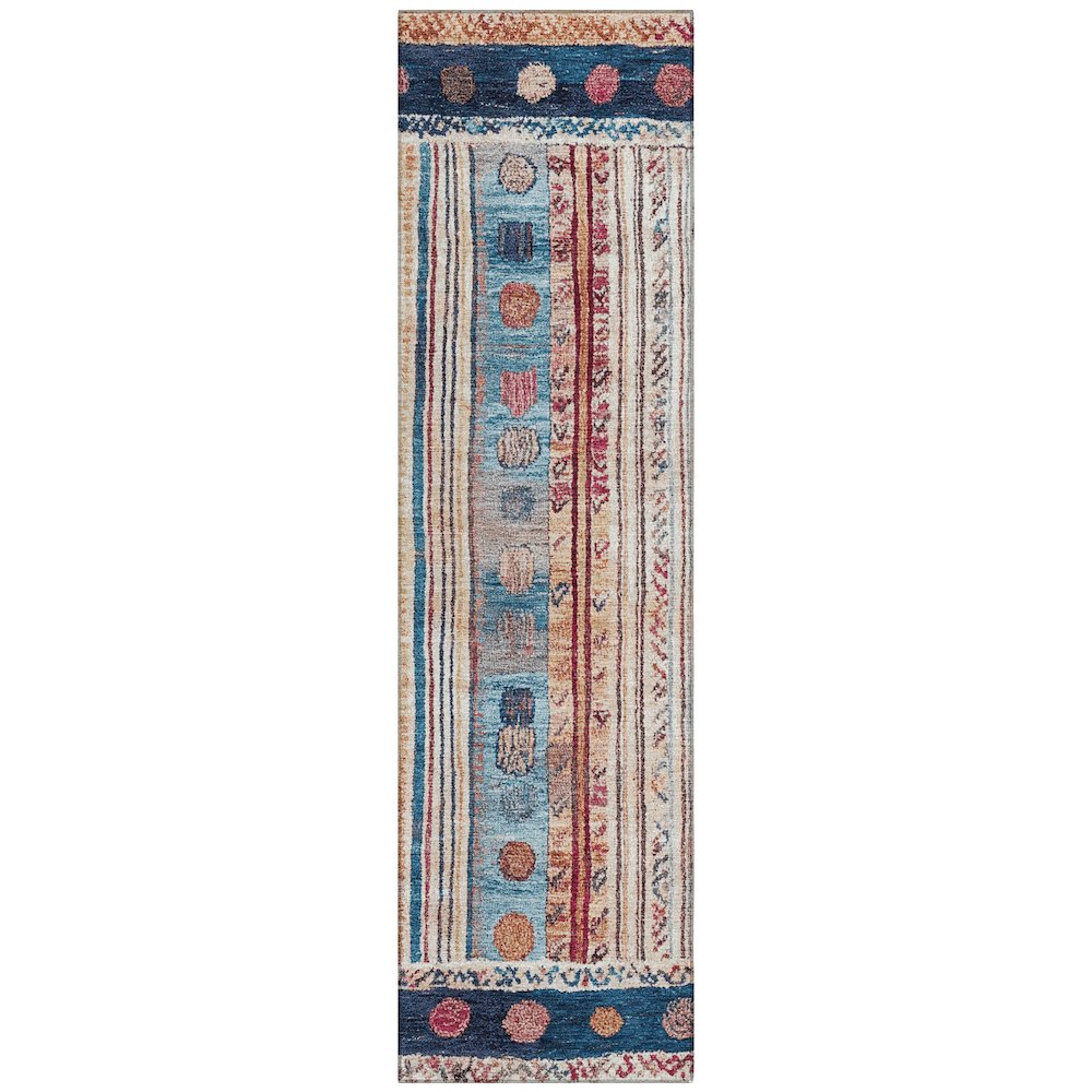 Machine Washable Indoor/Outdoor Chantille Navy 2'3" x 7'6" Runner Rug. Picture 1