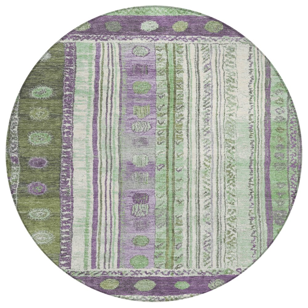 Machine Washable Indoor/Outdoor Chantille Purple 8' x 8' Round Rug. Picture 1
