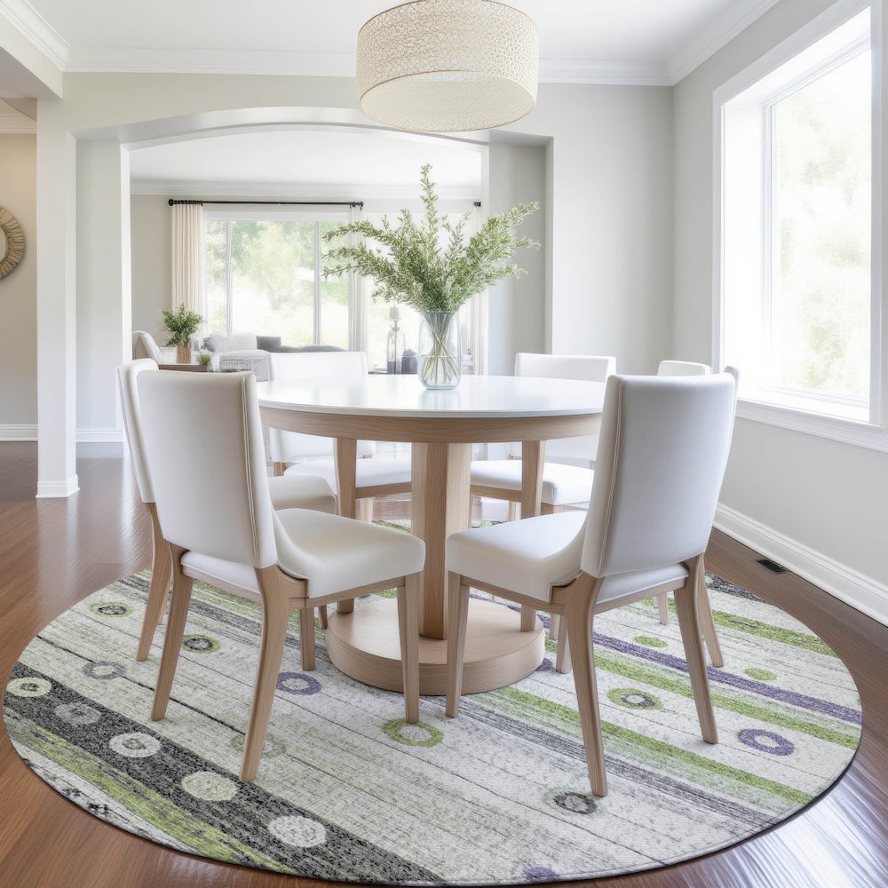 Machine Washable Indoor/Outdoor Chantille Aloe 8' x 8' Round Rug. Picture 5