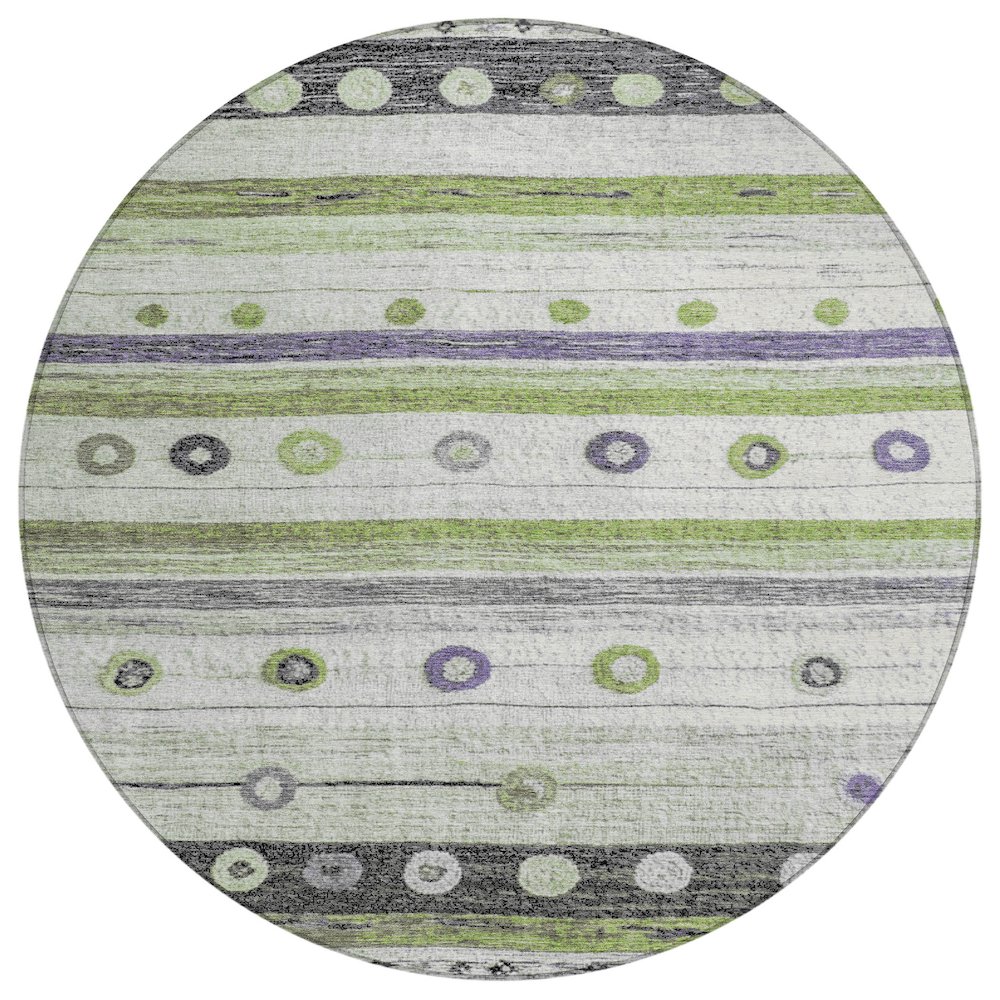 Machine Washable Indoor/Outdoor Chantille Aloe 8' x 8' Round Rug. Picture 1