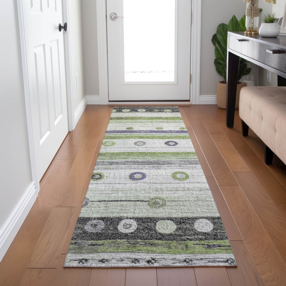 Machine Washable Indoor/Outdoor Chantille Aloe 2'3" x 7'6" Runner Rug. Picture 5