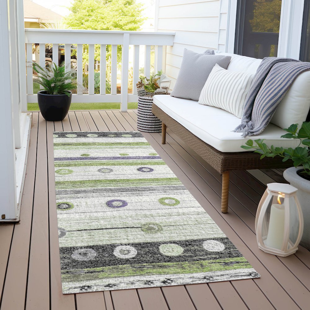 Machine Washable Indoor/Outdoor Chantille Aloe 2'3" x 7'6" Runner Rug. Picture 6