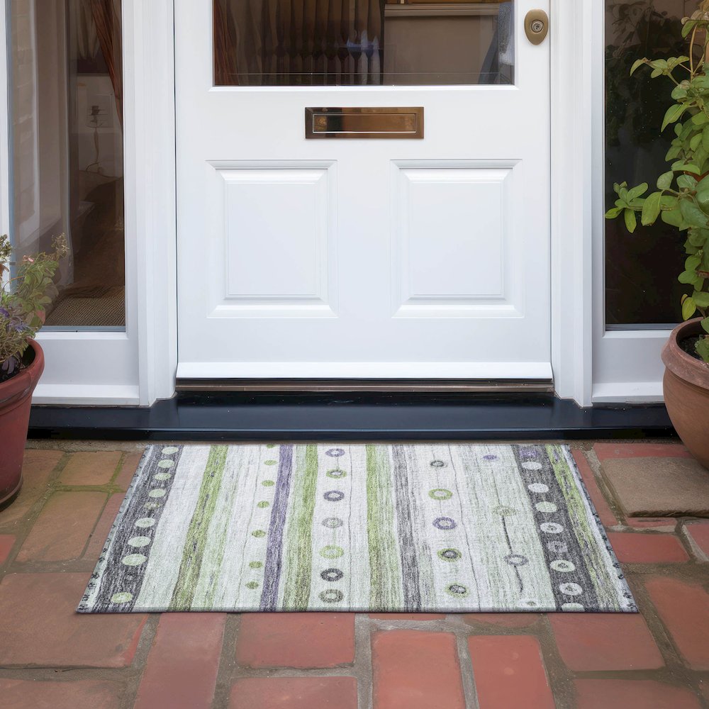 Machine Washable Indoor/Outdoor Chantille Aloe 1'8" x 2'6" Rug. Picture 6