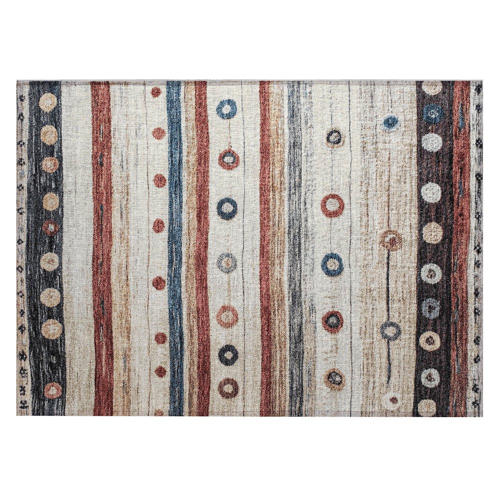 Machine Washable Indoor/Outdoor Chantille Beige 1'8" x 2'6" Rug. Picture 1