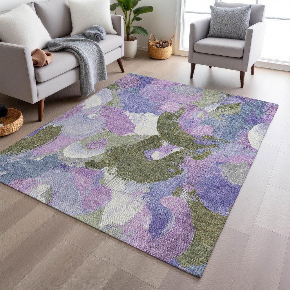 Machine Washable Indoor/Outdoor Chantille Lavender 2'6" x 3'10" Rug. Picture 5