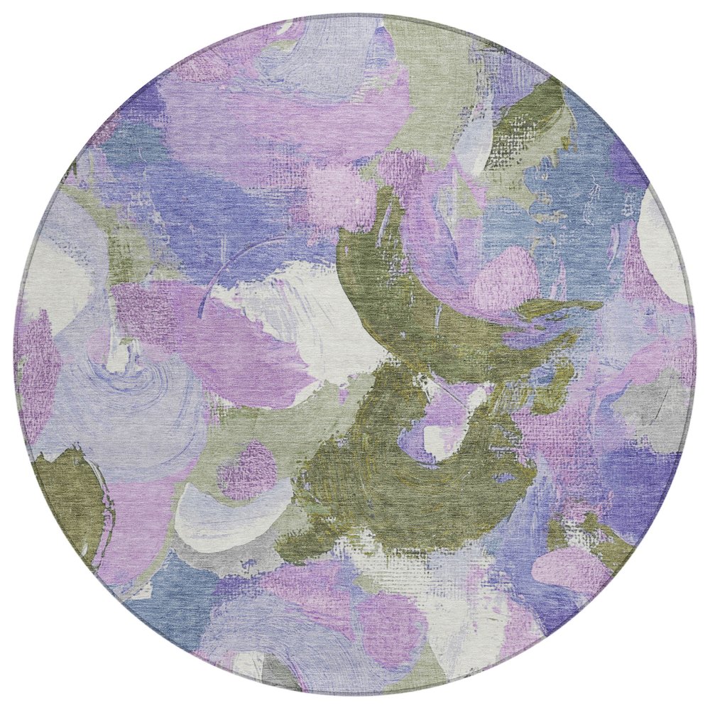 Machine Washable Indoor/Outdoor Chantille Lavender 8' x 8' Round Rug. Picture 1
