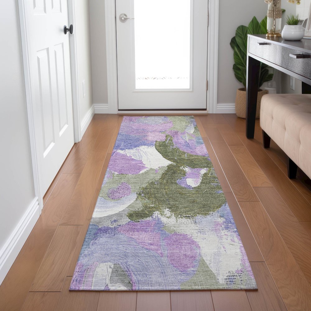 Machine Washable Indoor/Outdoor Chantille Lavender 2'3" x 7'6" Runner Rug. Picture 5