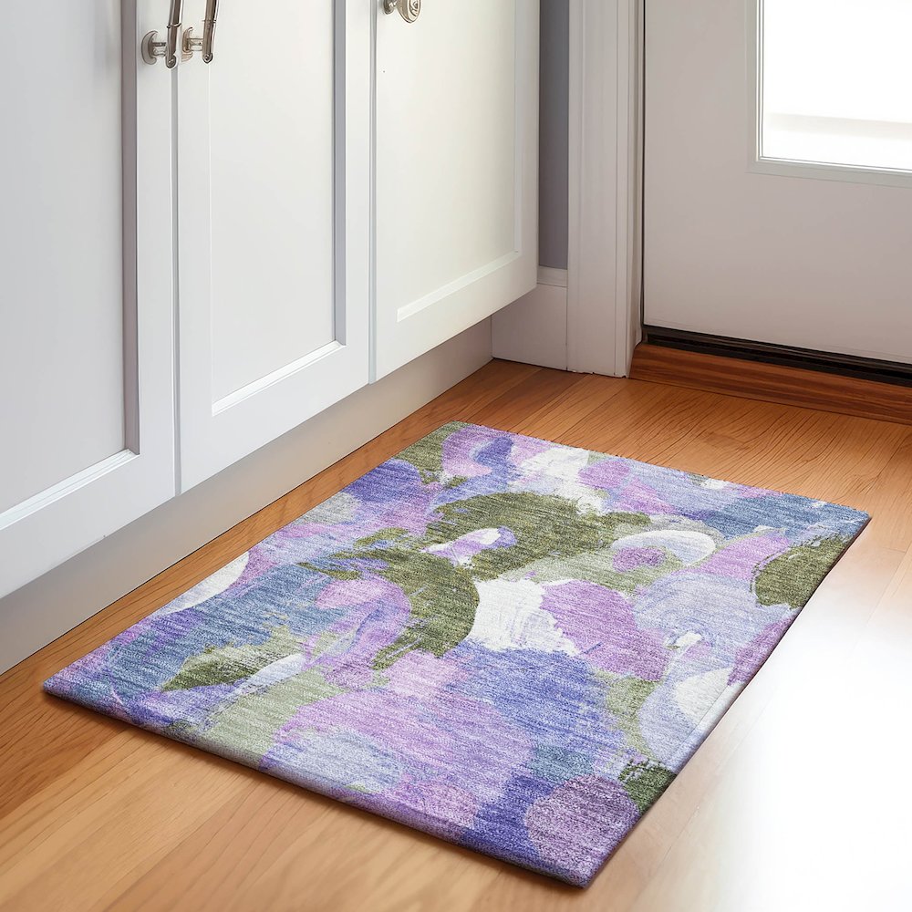 Machine Washable Indoor/Outdoor Chantille Lavender 1'8" x 2'6" Rug. Picture 5
