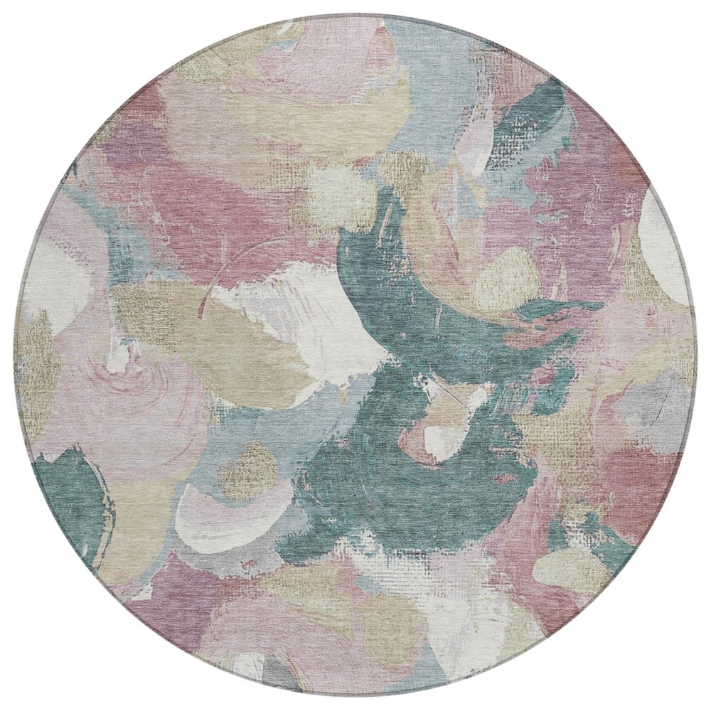 Machine Washable Indoor/Outdoor Chantille Mauve 8' x 8' Round Rug. Picture 1