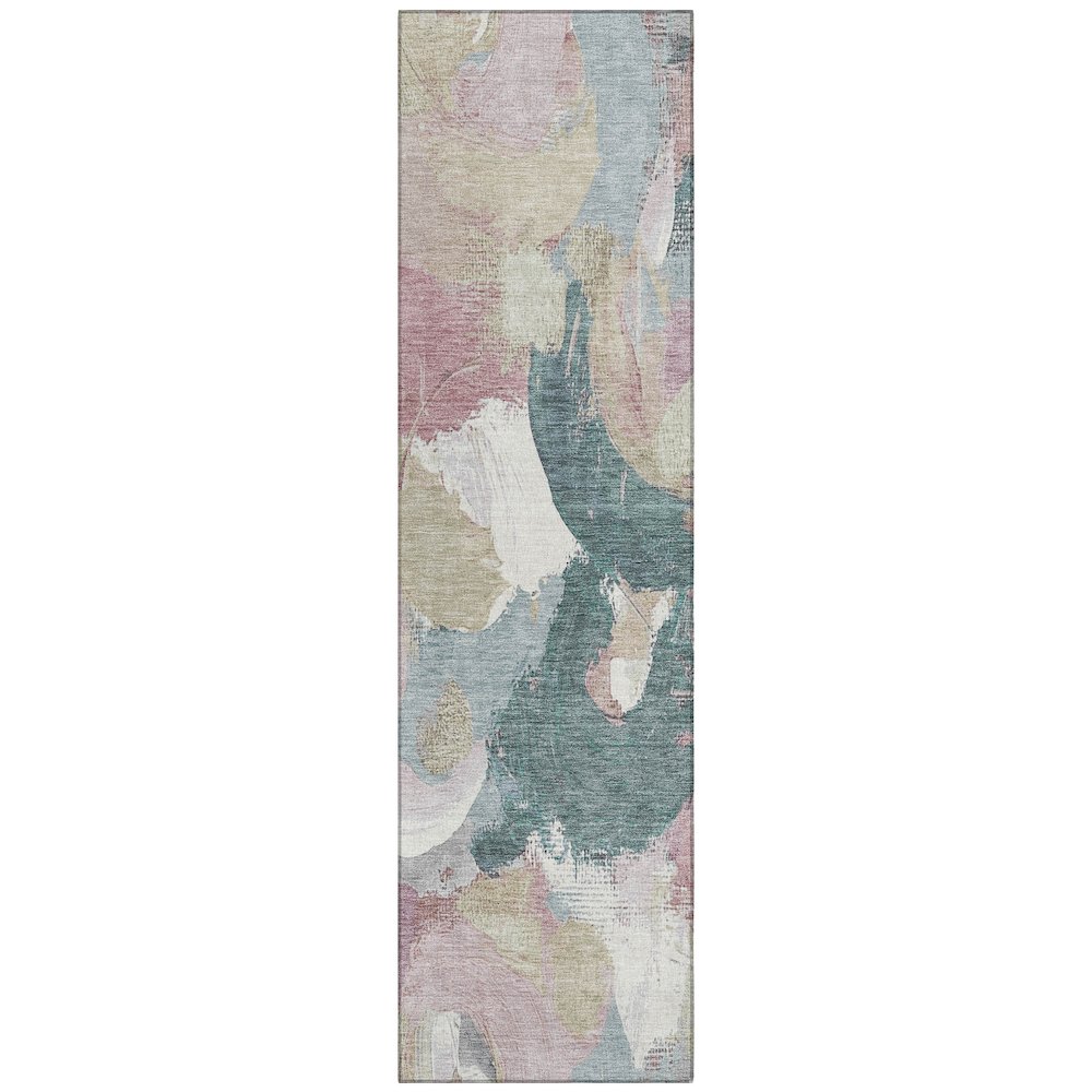 Machine Washable Indoor/Outdoor Chantille Mauve 2'3" x 7'6" Runner Rug. Picture 1
