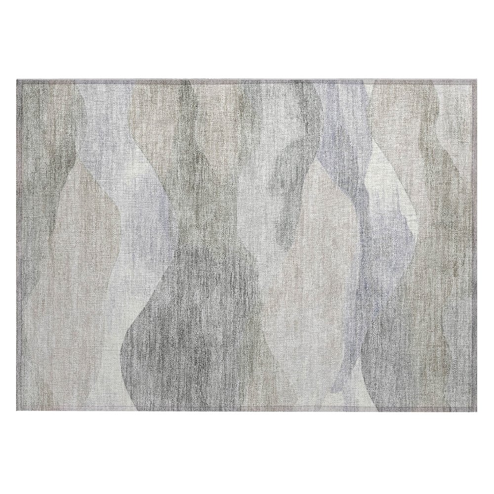 Machine Washable Indoor/Outdoor Chantille Beige 1'8" x 2'6" Rug. Picture 1