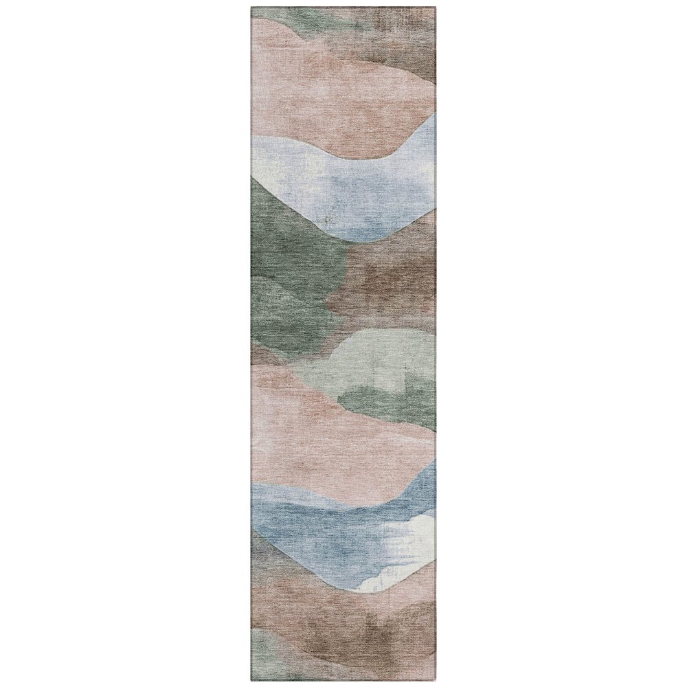 Machine Washable Indoor/Outdoor Chantille Salmon 2'3" x 7'6" Runner Rug. Picture 1