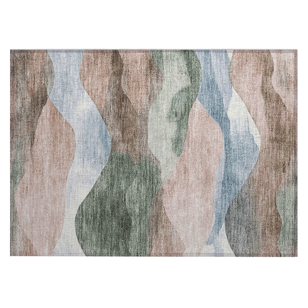 Machine Washable Indoor/Outdoor Chantille Salmon 1'8" x 2'6" Rug. Picture 1