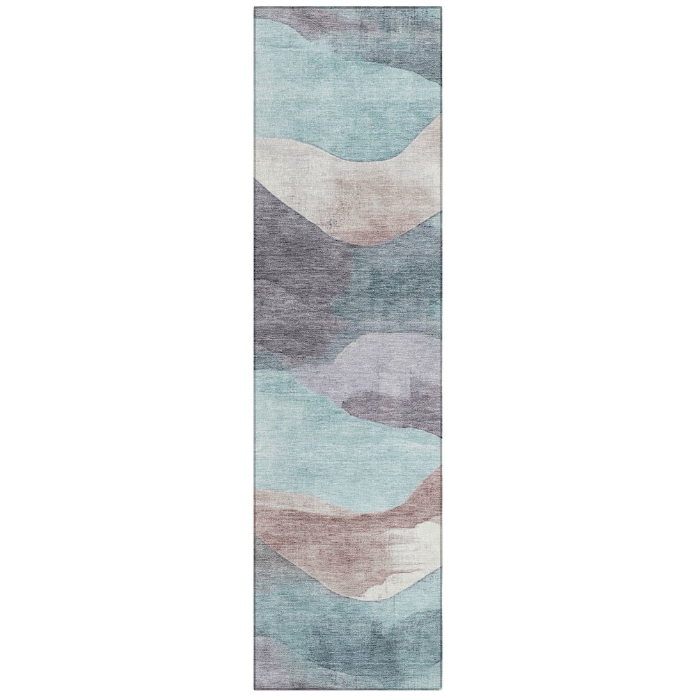 Machine Washable Indoor/Outdoor Chantille Teal 2'3" x 7'6" Runner Rug. Picture 1