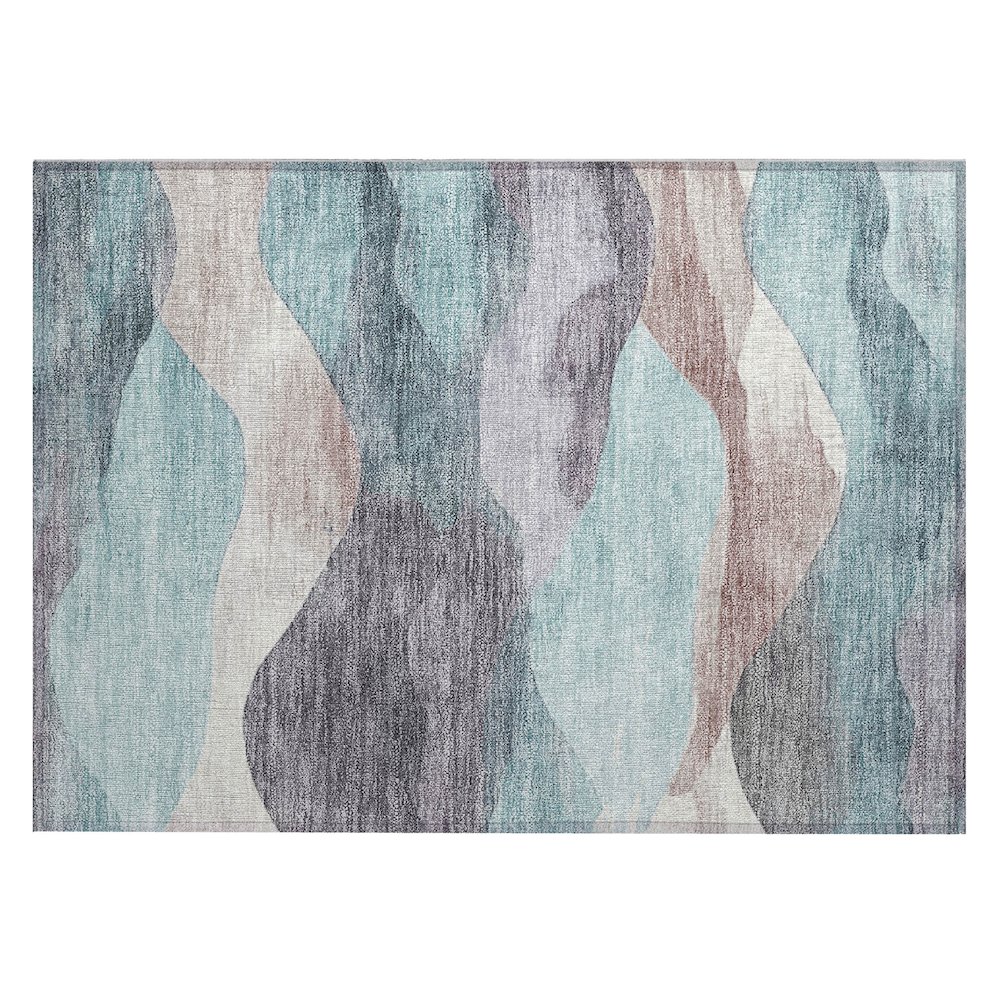 Machine Washable Indoor/Outdoor Chantille Teal 1'8" x 2'6" Rug. Picture 1