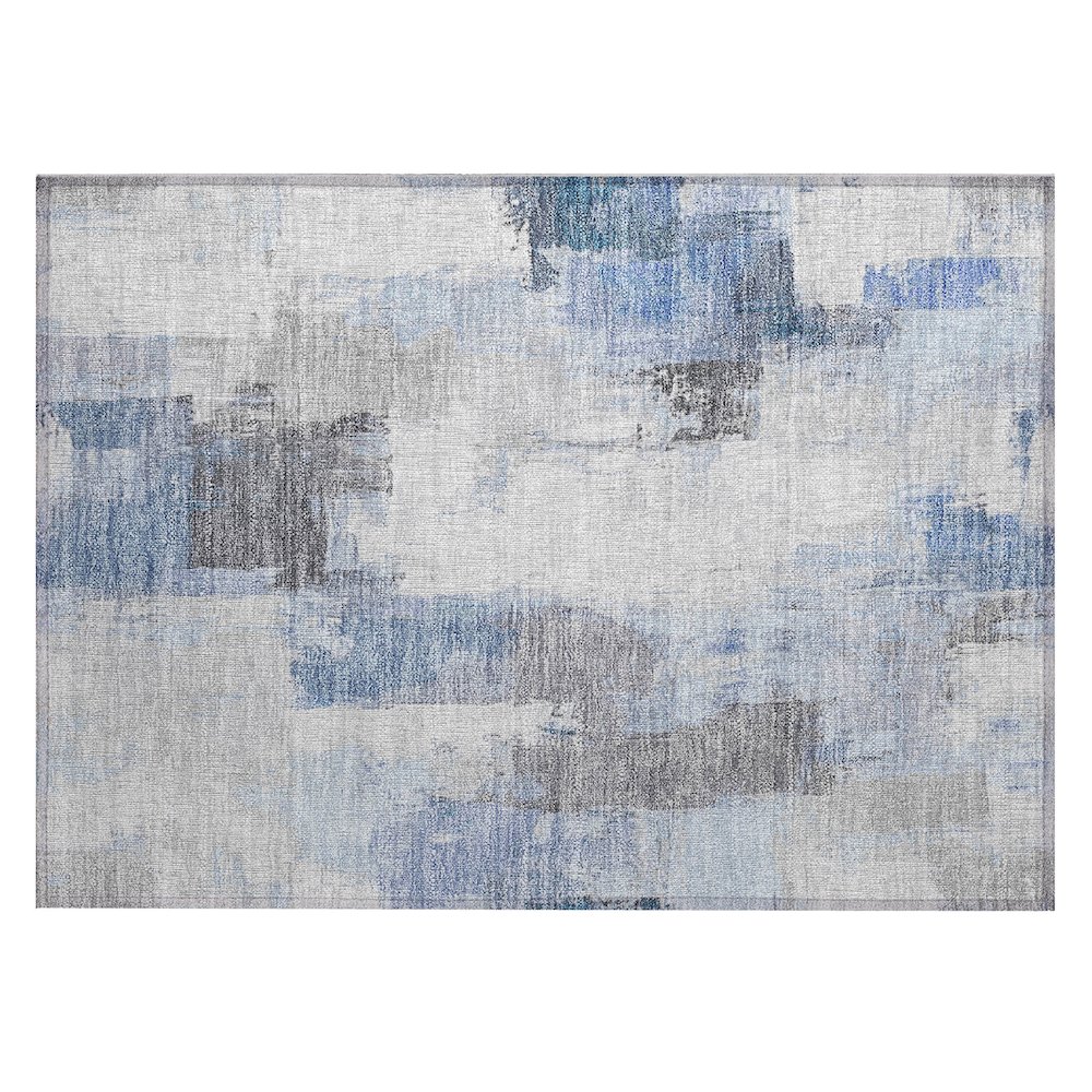 Machine Washable Indoor/Outdoor Chantille Denim 1'8" x 2'6" Rug. Picture 1