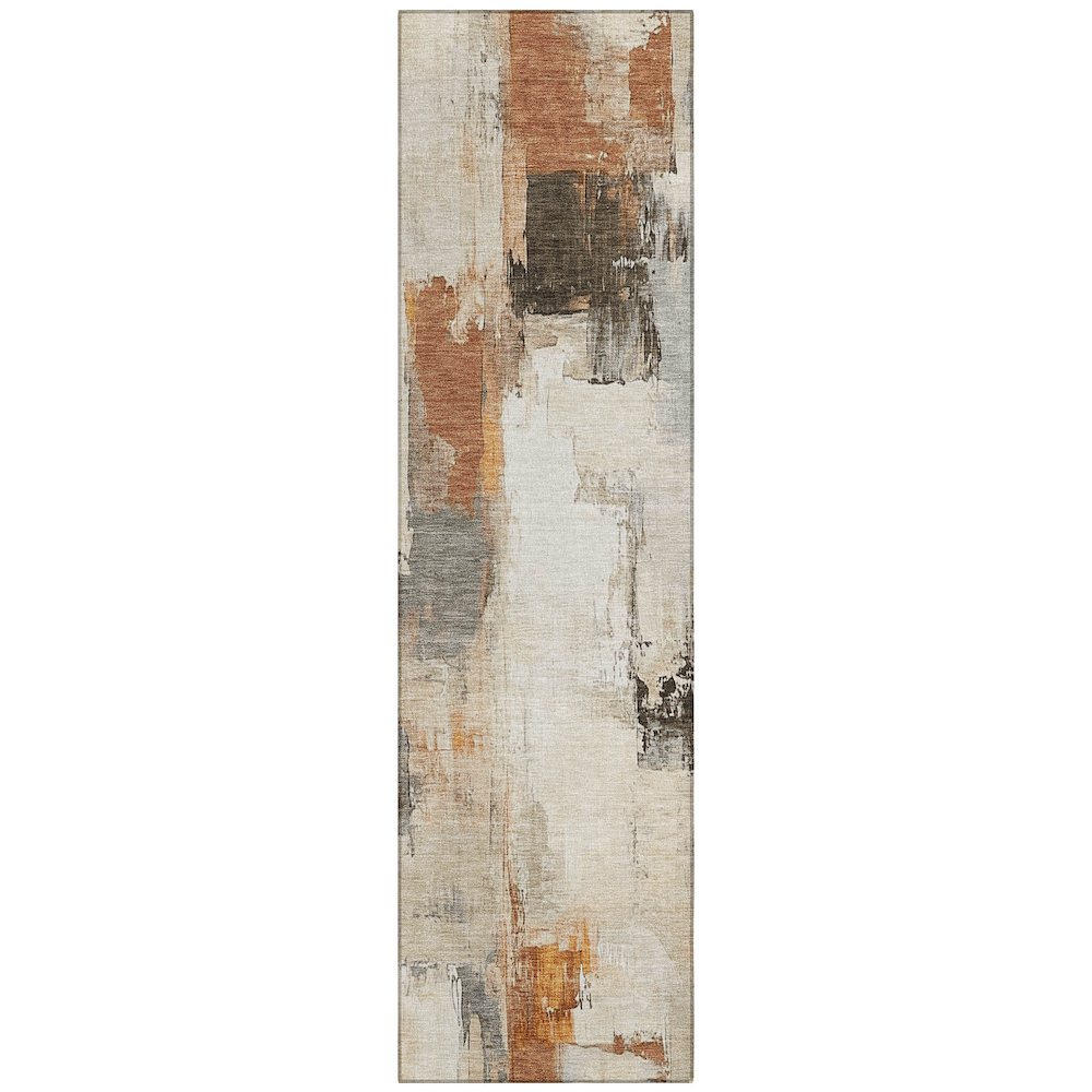 Machine Washable Indoor/Outdoor Chantille Ivory 2'3" x 7'6" Runner Rug. Picture 1